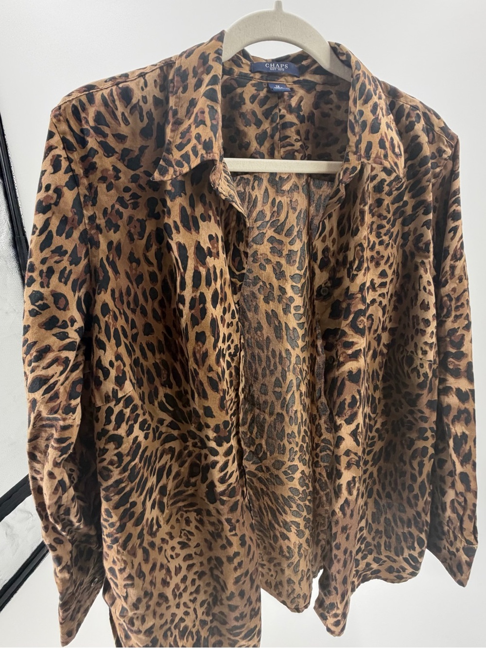 Leopard Print Button Front Long Sleeve lightweight beach surf layer cotton
